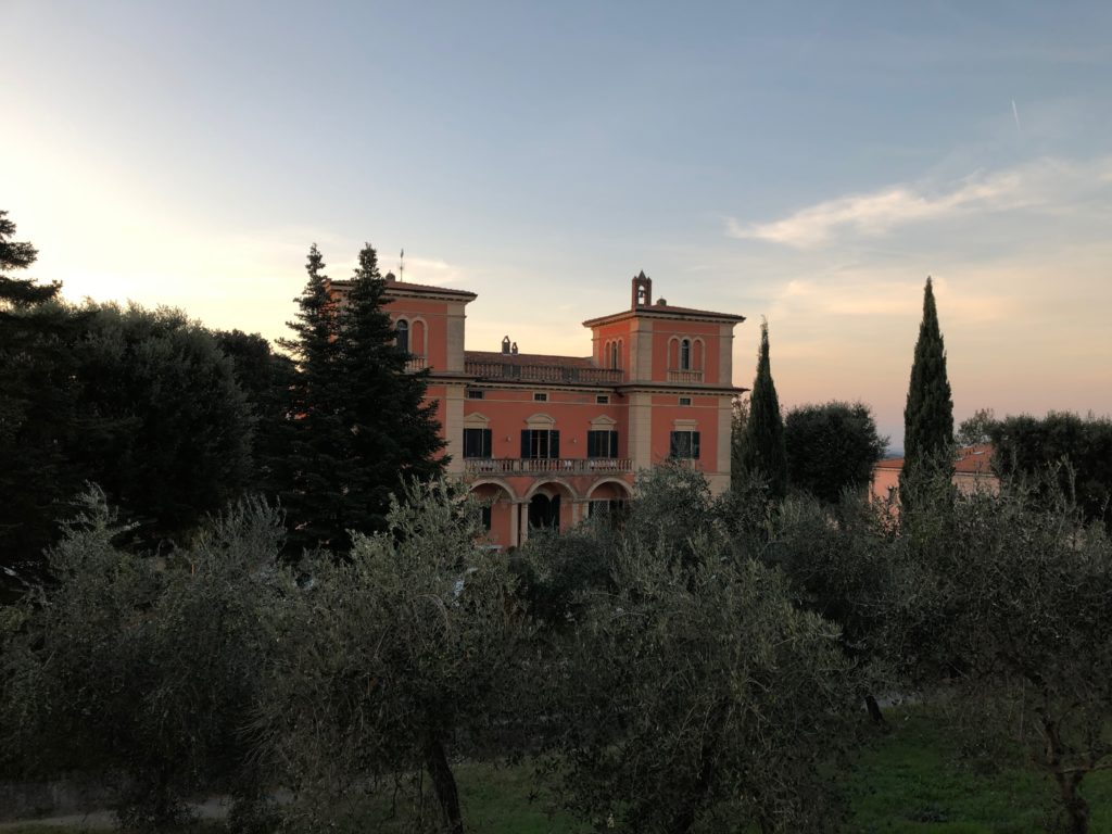 Dusk falls at Villa Lena, an international creative residency in Tuscany. (Photo by Bradley Kerl)