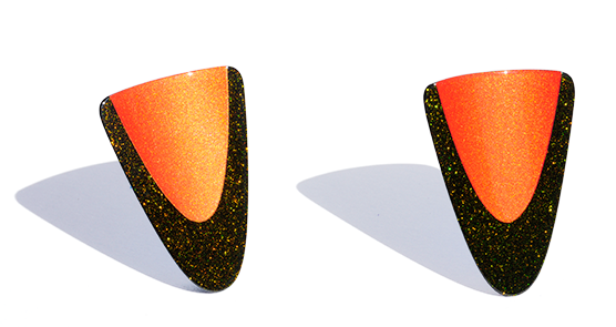 Striking earrings up for bid: Rachelle Thiewes' 18-carat steel posts "Slipstream." Thiewes was named as HCCC's Texas Master in 2009.