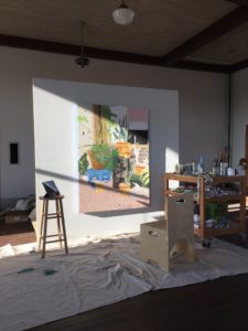 The studio at 100 West is flooded with sunlight beaming upon Kerl’s works in progress. (Photo by Bradley Kerl)