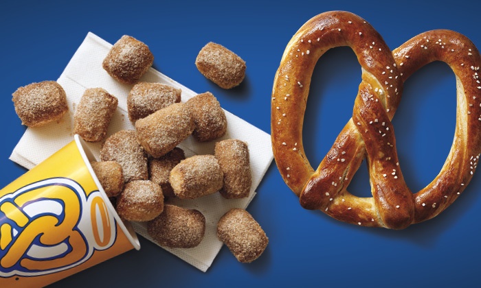If you have the Auntie Anne's app, you can buy one and get one pretzel free on April 26-28.