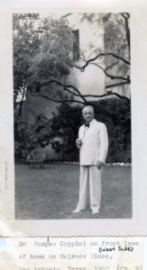 CThe dapper Coppini on the front lawn of his home on Melrose Place, San Antonio, Texas, 1950. (Courtesy The Lost Coppini Statue Project)