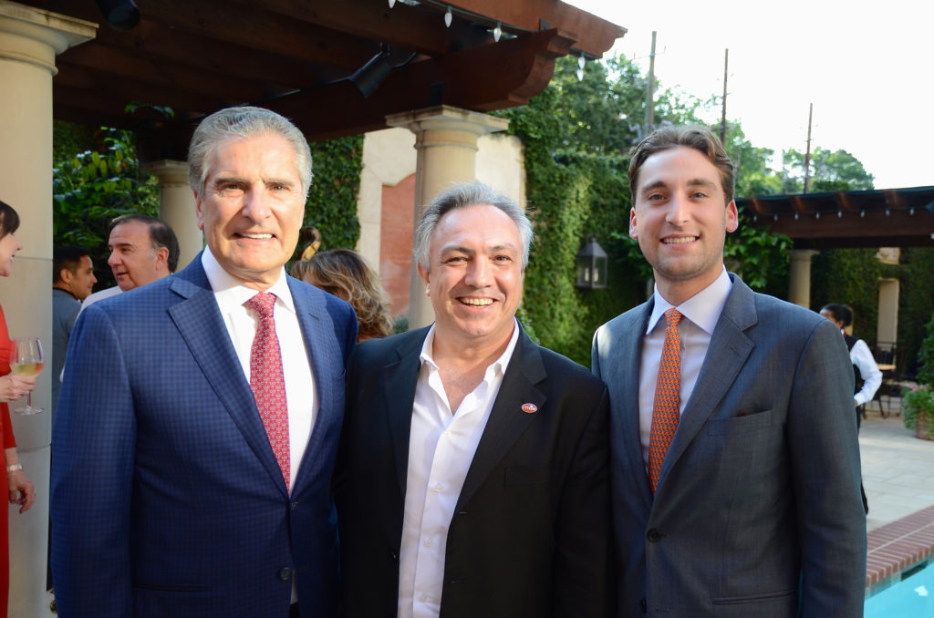 Giorgio Borlenghi, Dr. Fabio Triolo, Alex Borlenghi at the Hotel Granduca kick-off for the American Cancer Society's Corks & Forks benefit. (Photo by Roswitha Vogler)