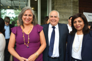 Cynthia Cisneros, Bill Flores, Munira Panwani at the Buffalo Bayou Partnership dinner at The Dunlavy. (Photo by Trudi Smith)