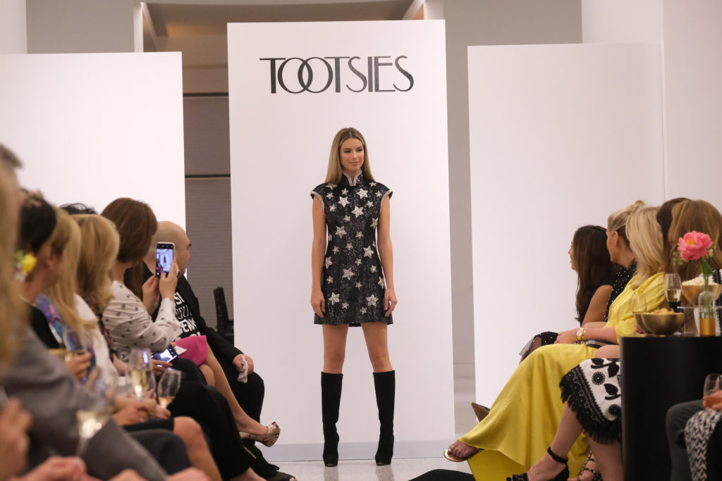 Sequins in the Andrew Gn fall collection shown on the catwalk at Tootsies. (Photo by Daniel Ortiz)