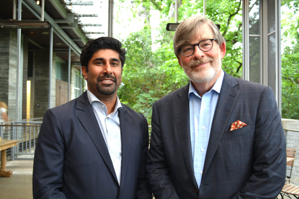 Alim Adatia, David Hightower at the Buffalo Bayou Partnership dinner at The Dunlavy. (Photo by Trudi Smith)