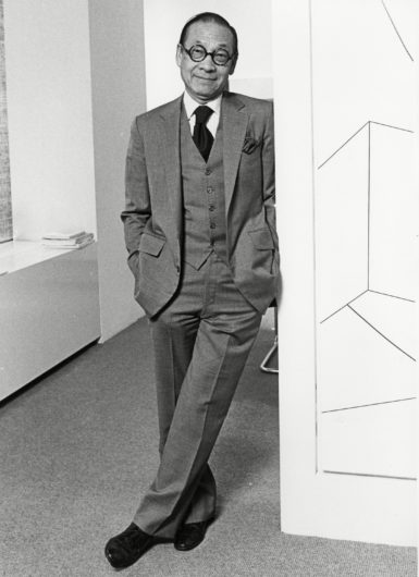 I.M. Pei poses in his office in office in New York. Photo by M Reichenthal.