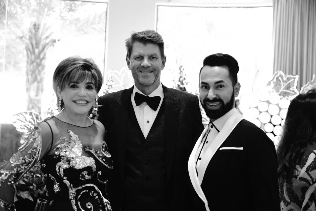 Hallie Vanderhider, Bill Baldwin, Fady Armanious at the Theorem Wine release party. (Photo by Al Torres Photography)