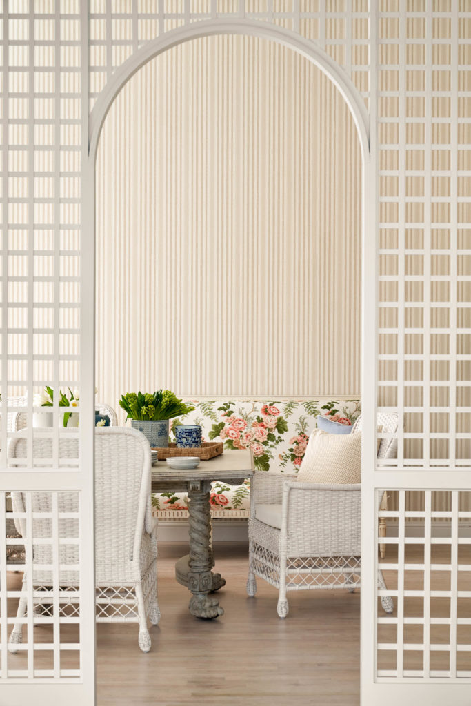 Berry installed custom lattice walls to break up the space in a chic way (Photo by Nathan Schroder)