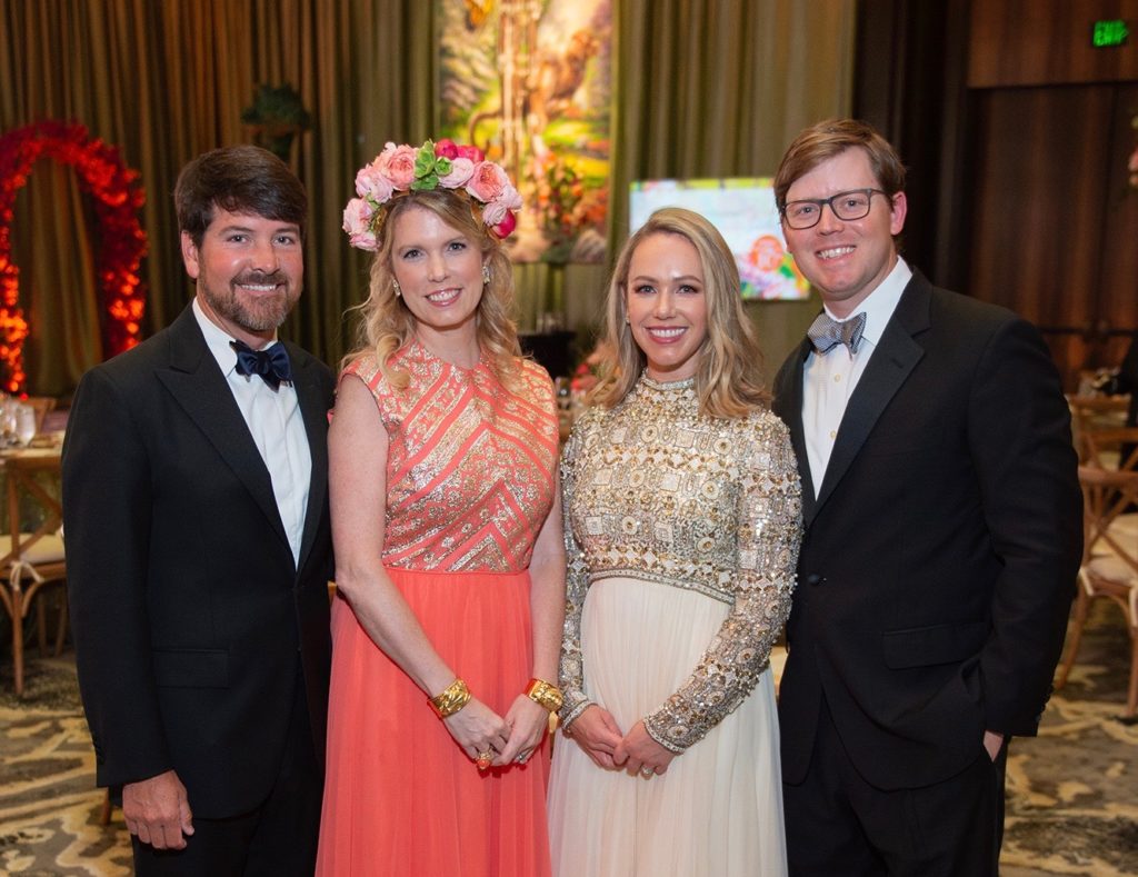 Houston Symphony Ball chairs Bill & Dr. Courtney Toomey, auction chair Allison & Hunt Harper at the Post Oak Hotel. (Photo by Wilson Parish)
