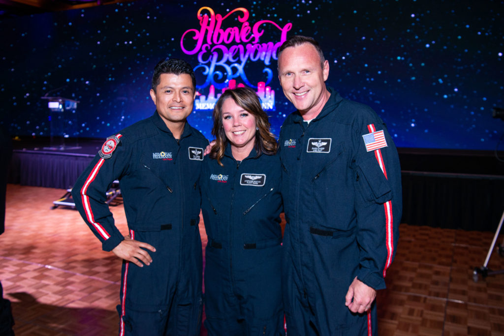 Life Flight's Tony Herrera, Stephanie Maston, Damon Sanger at the Memorial Hermann Circle of Life Gala at the Hilton Americas Houston. (Photo by Michelle Watson)