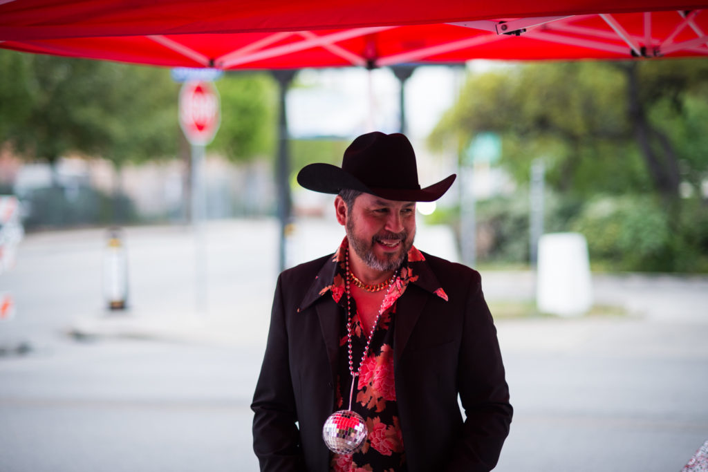 Chair Cruz Ortiz at Artpace's The Happening: Diskoteka Nite. (Photo by Francisco Cortes)