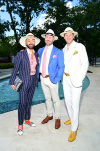 Fady Armanious, Tony Bradfield, Bill Baldwin at the Hats, Hearts & Horseshoes Kentucky Derby Affair benefiting Bo’s Place. (Photo by Daniel Ortiz)