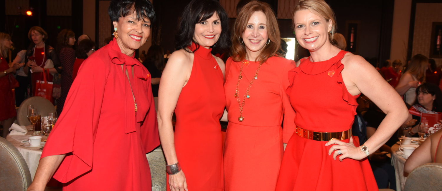 Gayla Gardner, Denise Castillo-Rhodes, Vicki West, Valerie Dieterich at the American Heart Association Go Red for Women luncheon.