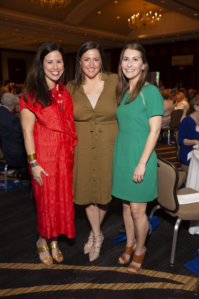 Megan Valusek, Natalie Barr, Madison Schofner at the Hope and Healing Center & Institute's annual Chrysalis Award luncheon.