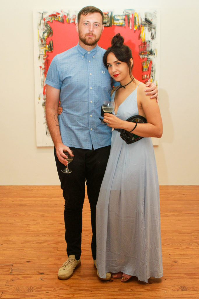 Austin Curtis, Nadia Alkhalifah at Glasstire Party for Rainey Knudson at Texas Gallery. (Photo by Chris P. Bachman)