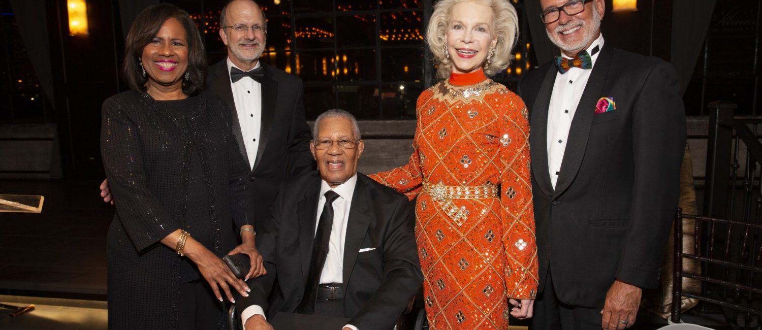 Chair Melanie Lawson, honoree Reverend Lawson, Lynn Wyatt, Michael R. Piana at Illumination: The Rothko Chapel Gala. (Photo by Jenny Antill Clifton)