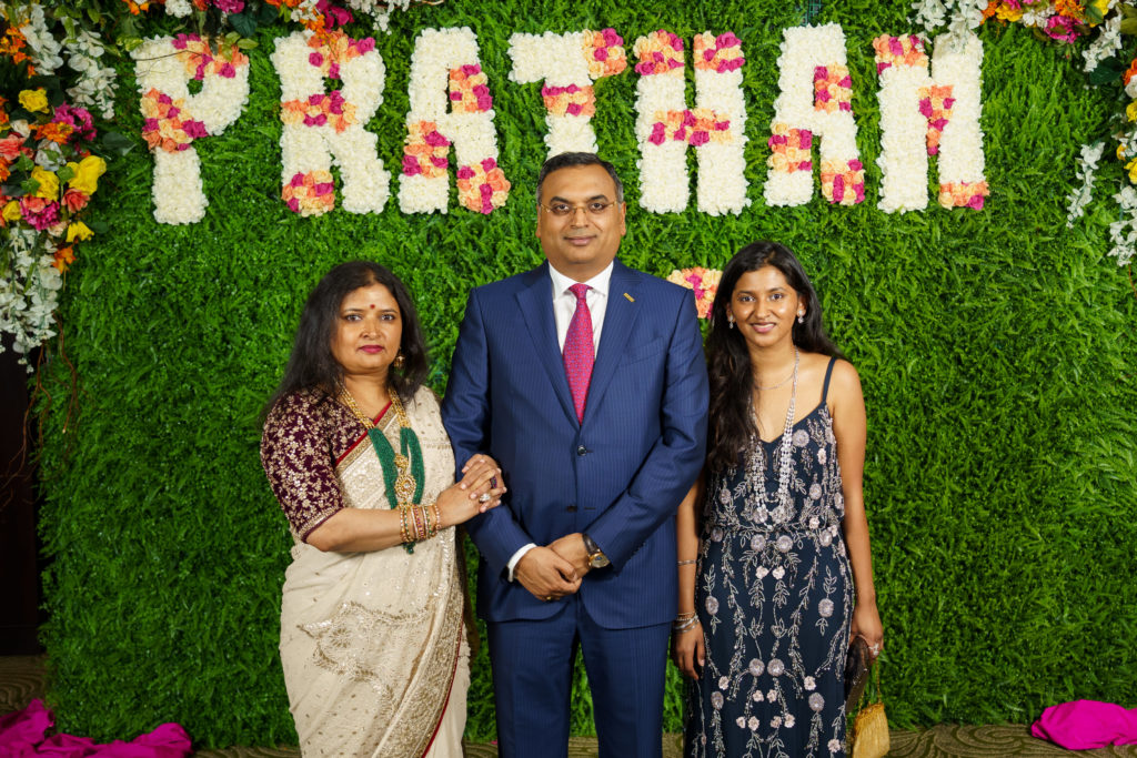 Mai & Aravind Melligeri, Megha Melligeri at the Pratham Houston gala. (Photo by Bijay Dixit/Unique Photo Images)
