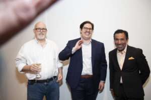 Robert Boyd, Brandon Zech, Henry Sanchez at Glasstire Party for Rainey Knudson at Texas Gallery. (Photo by Jenny Antill Clifton)