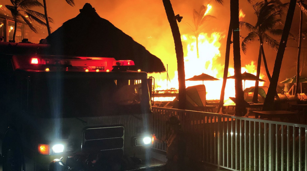 No injuries in the fire that awakened nearby guests at 5 am. (Monroe County Sheriff's Office Photo)