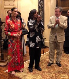 Hostess Sue Smith, Melanie Lawson and Jim McGrath at the Dave Ward book signing.