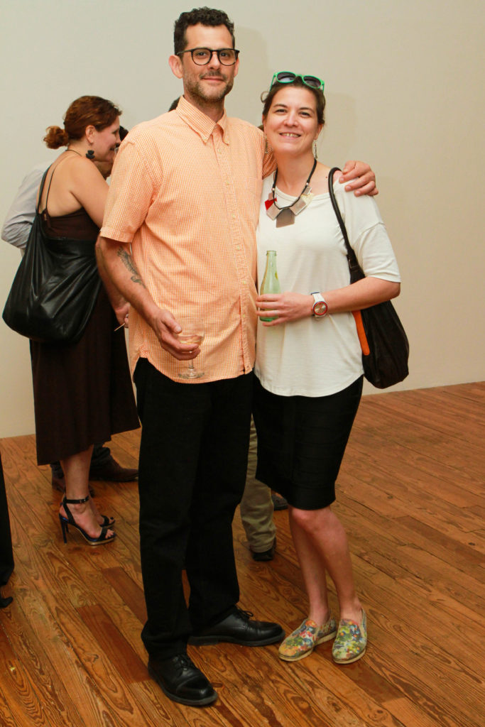 Zak Miano & Ariane Roesch at Glasstire Party for Rainey Knudson at Texas Gallery. (Photo by Chris P. Bachman)