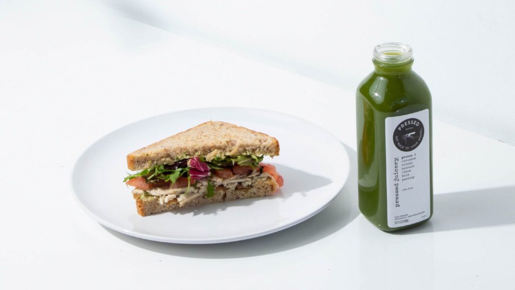 Grab and go bites like sandwiches will be available at Pressed Juicery. (Photo by Christian Le)