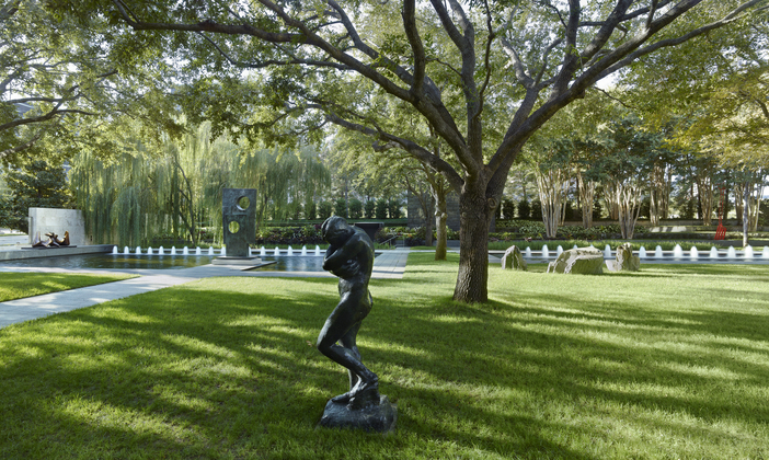 The Nasher Sculpture garden features artwork by Auguste Rodin.