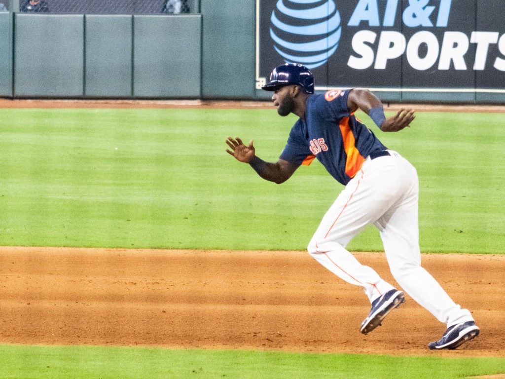 Houston Astros top prospect Yordan Alvarez made his major league debut, hitting a home run in his second at bat versus Baltimore Orioles pitcher Dylan Bundy. (Photo by F. Carter Smith)