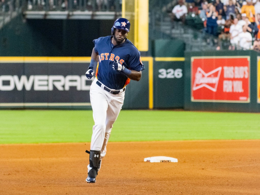 Yordan Alvarez has his home run trot down for the Houston Astros. (Photo by F. Carter Smith)