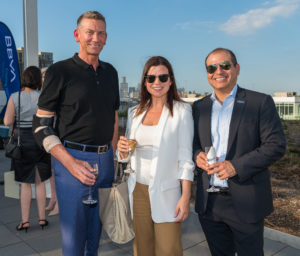 Steven Tidwell, Carmen Herrada and Rey Ocanas BBVA rebranding event at Glassell School of Art. (Photo by Wilf Thorne)