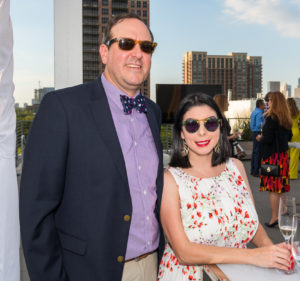 Kevin McDaniel, Jennifer Swatek at the BBVA rebranding event at Glassell School of Art. (Photo by Wilf Thorne)