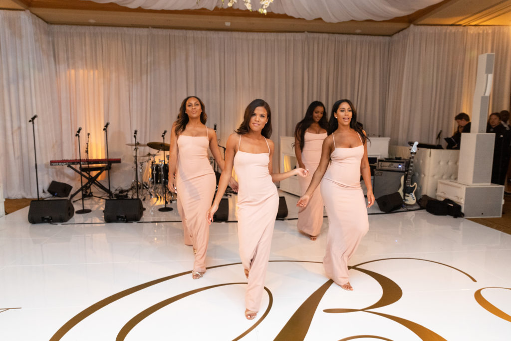 Bridesmaids Kara Smith, Krystal Corley, Alana Smith, Sascha Smith. (Photo by Duke Images)