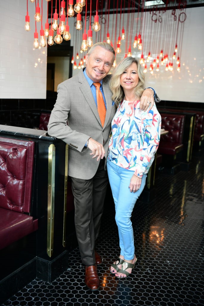 Guy Young, Michelle Fishtorn at Ouzo Bay and Loch Bar for the George Springer All-Star Bowling Benefit kick-off. (Photo by Daniel Ortiz)