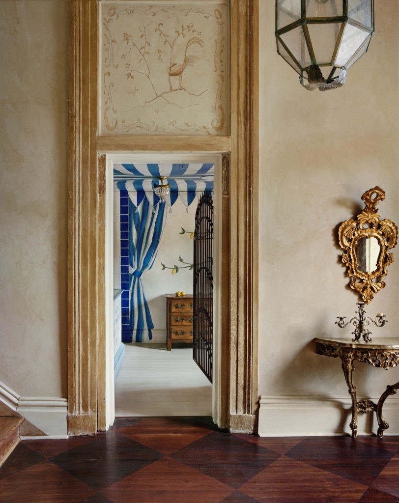 Interiors embrace an austere hybrid of French country, Italian palazzo, and Gustavian styling. (Photo by Hotel Peter & Paul)