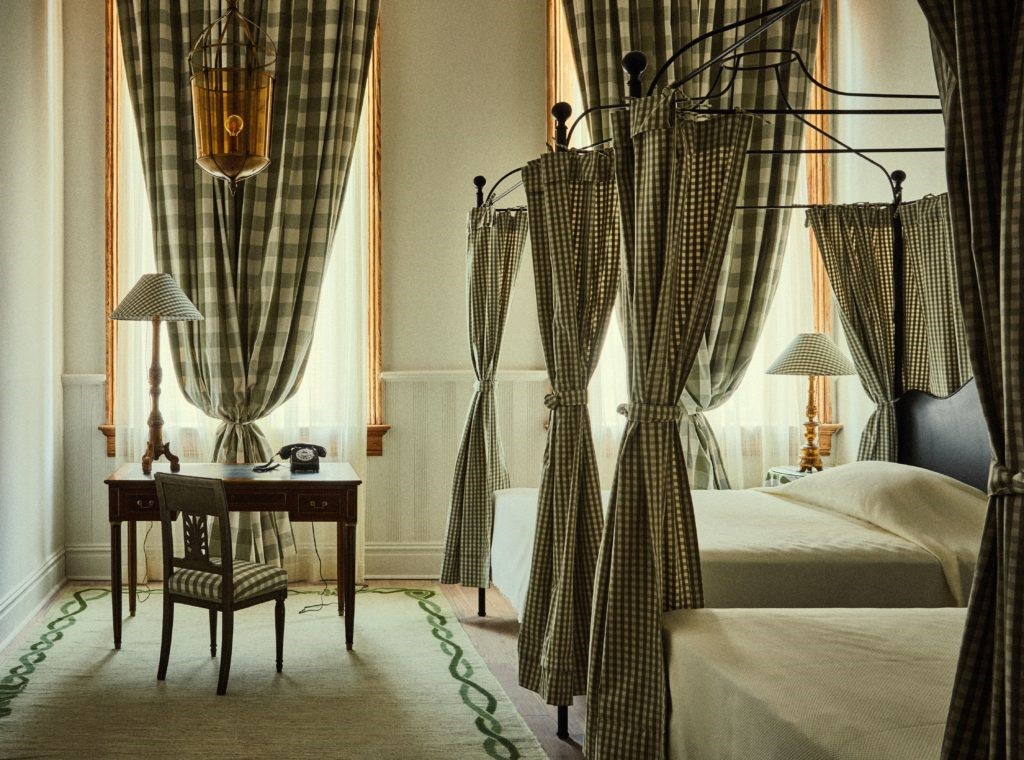 The 71 guest rooms of this heaven on earth are canonically suffused with miles of check fabric. (Photo by Hotel Peter & Paul)