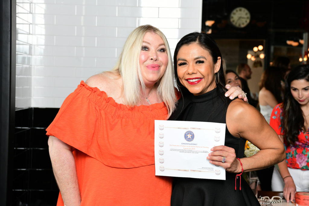 Lara Bell, Blanca Beltran  at Ouzo Bay and Loch Bar for the George Springer All-Star Bowling Benefit kick-off.  (Photo by Daniel Ortiz)