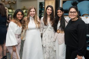 Alisha Dhuka, Jillian Goltzman, Madiha Jamil, Samija Jafri, Sara Aziz at the Deutsch Houston Belles and Baubles happy hour. (Photo by Jacob Power)