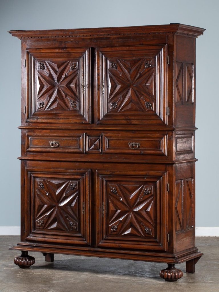 Antique French Louis XIII Style Walnut Armoire Cabinet Circa 1800