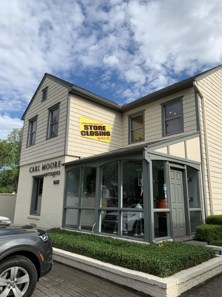 Carl Moore Antiques on Bissonnet in Boulevard Oaks closes its doors forever on July 28.