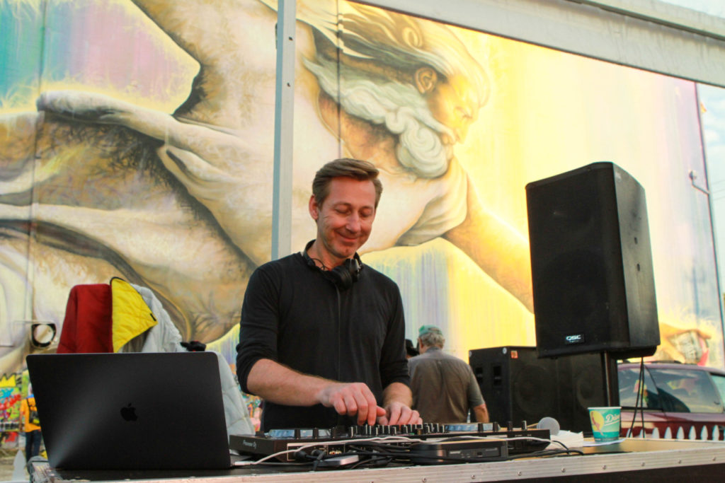 DJ Little Martin at the Fifth Anniversary of Mr. D's "Préservons la Création" mural in Midtown. (Photo by Chris P. Bachman)