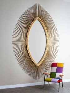 Enormous Italian Art Deco Oval Starburst Sunburst Gilded Frame Circa 1930