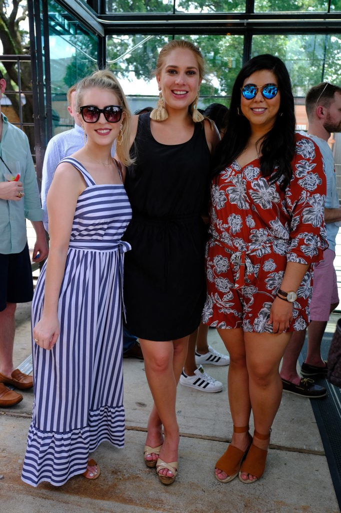 Grace Gosnell, Alexa Bode, and Victoria Villarreal at the Barbara Bush Houston Literacy Foundation's Young Professionals Group crawfish boil.  (Photo by Daniel Ortiz)