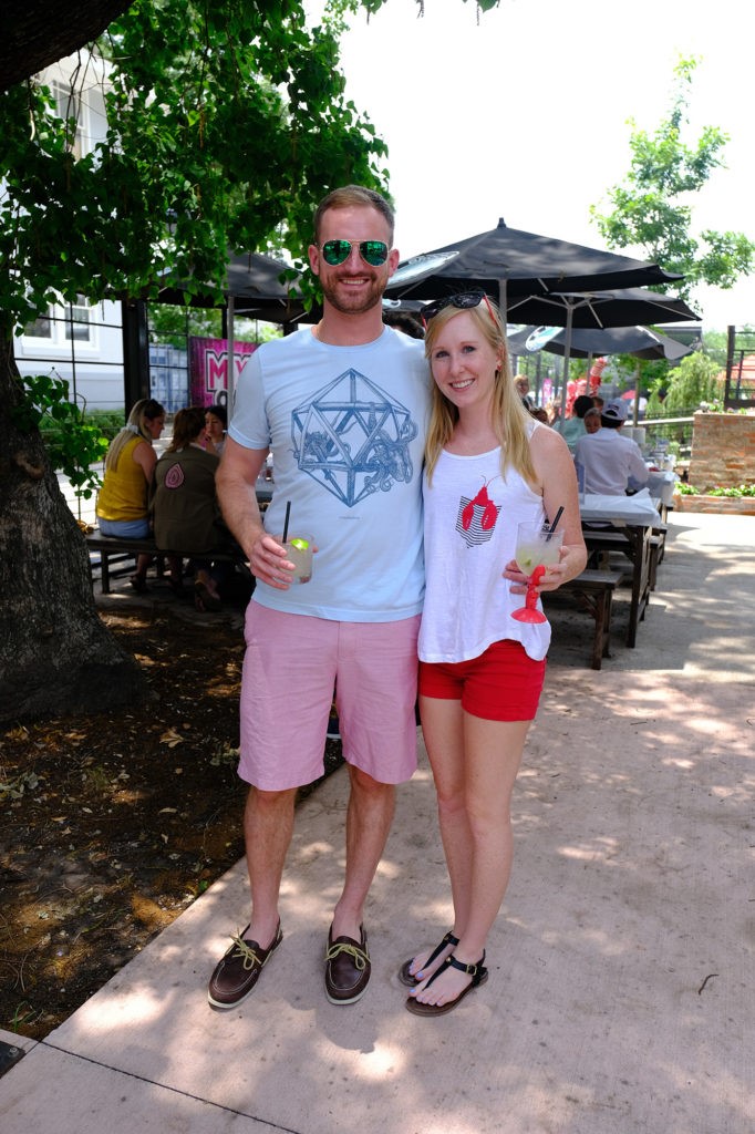 Jake Stafford, Kelsey Perkins at the Barbara Bush Houston Literacy Foundation's Young Professionals Group crawfish boil.  (Photo by Daniel Ortiz)