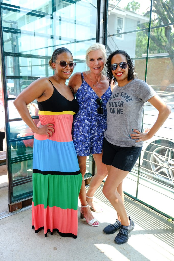 Kime Smith, Kristen Stubbs, Tana Fitch at the Barbara Bush Houston Literacy Foundation's Young Professionals Group crawfish boil.  (Photo by Daniel Ortiz)
