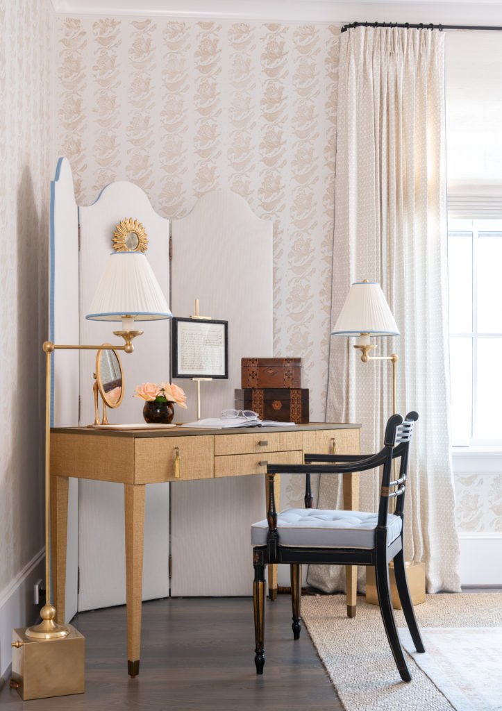 Corner detail of the bedroom by Sherrell Neal of Sherrell Design Studio  (Photo by Michael Hunter Photography)
