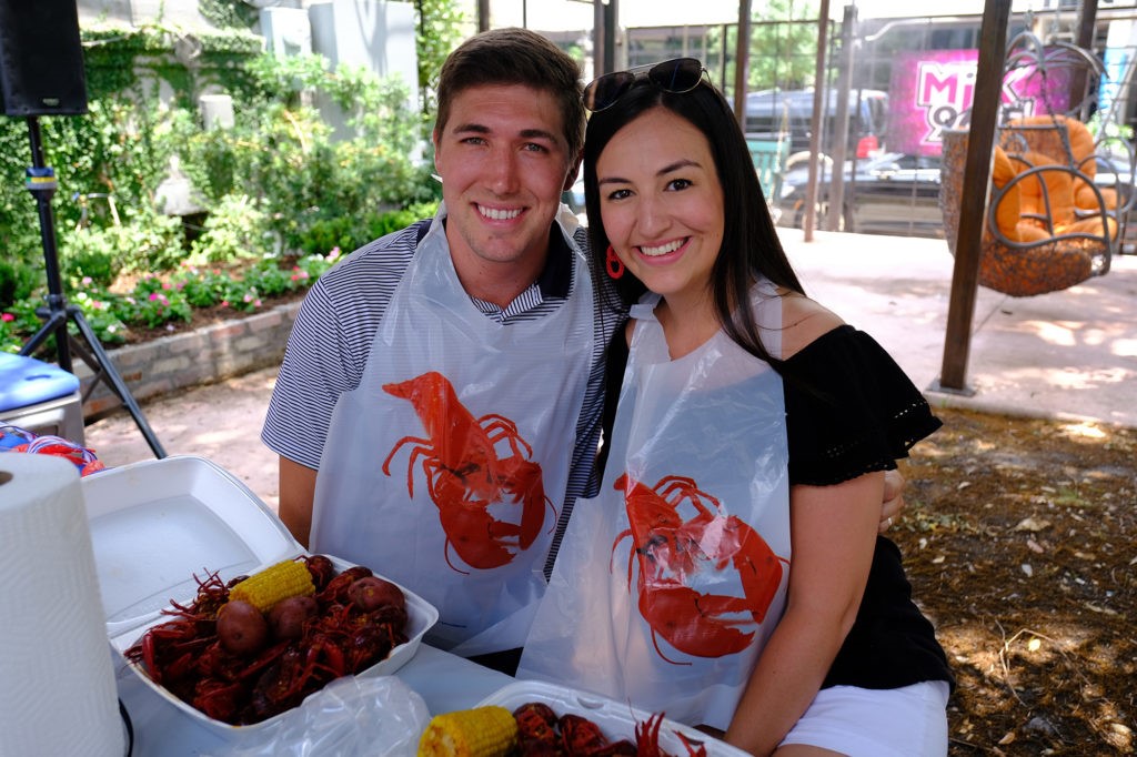 Peyton & Aubrey Leatherman at the Barbara Bush Houston Literacy Foundation's Young Professionals Group crawfish boil.  (Photo by Daniel Ortiz)
