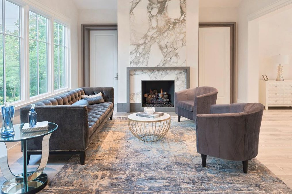 One of several living areas in the 11,500 square foot River Oaks home by Al Ross Luxury Homes. (Photo by TK Images)