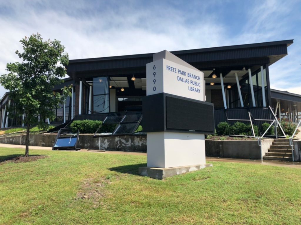 Fretz Park Library had its windows blown out. Photo by Bret Kelly via Twitter