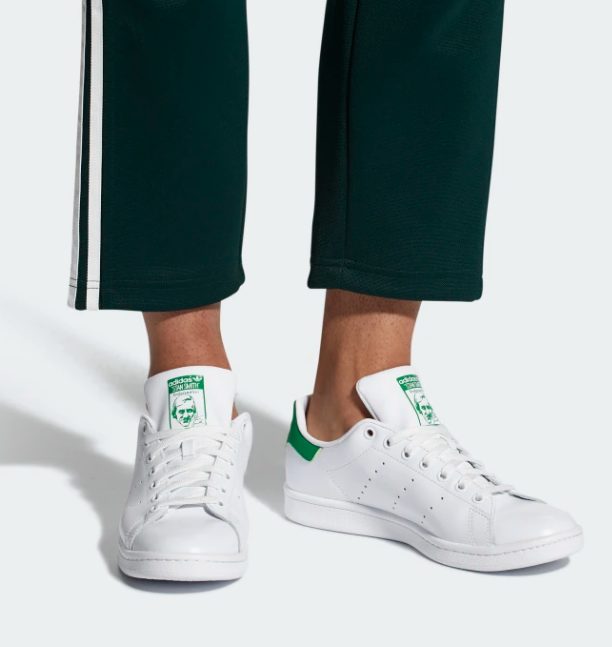 Billy always goes sans socks when wearing his Stan Smiths. Available for $80 at Adidas.com.