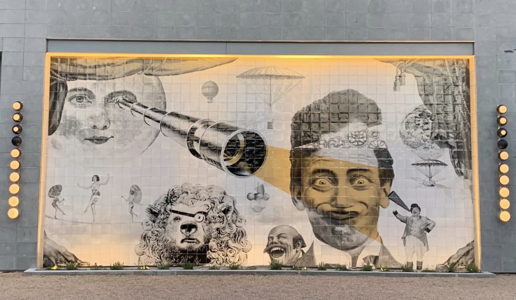 The eclectic, tongue-in-cheek mural was designed by Rosa-Violán.  (Photo by Public Content)